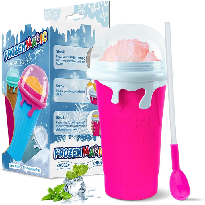 Slushie Maker Cup, 500ml Slushy Cup Silicone Slushy Maker Cup Quick Frozen Smoothies Squeeze Cooling Cup for Milk Shake, Fruit Juice, Cola - Just Closeouts Canada Inc.