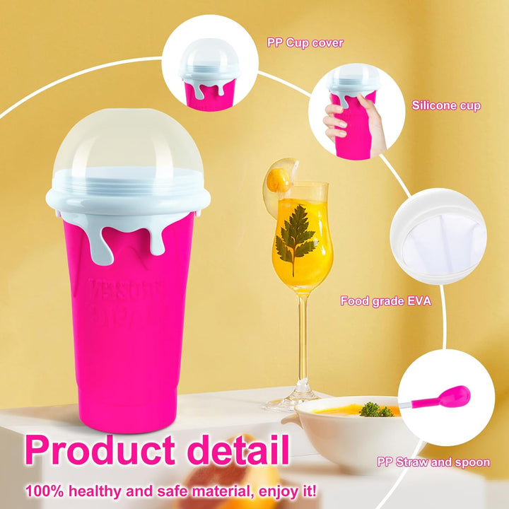Slushie Maker Cup, 500ml Slushy Cup Silicone Slushy Maker Cup Quick Frozen Smoothies Squeeze Cooling Cup for Milk Shake, Fruit Juice, Cola - Just Closeouts Canada Inc.