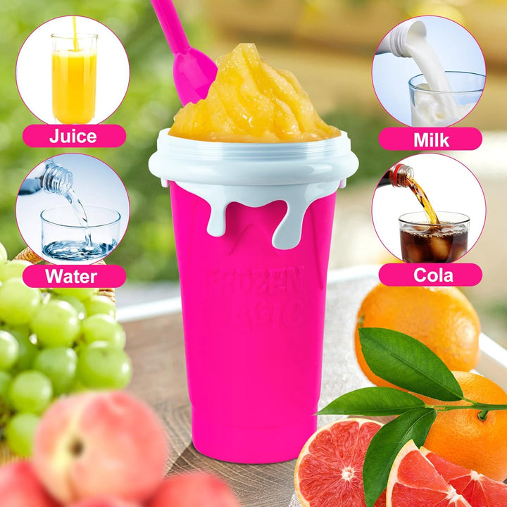 Slushie Maker Cup, 500ml Slushy Cup Silicone Slushy Maker Cup Quick Frozen Smoothies Squeeze Cooling Cup for Milk Shake, Fruit Juice, Cola - Just Closeouts Canada Inc.