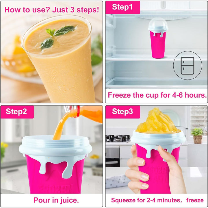 Slushie Maker Cup, 500ml Slushy Cup Silicone Slushy Maker Cup Quick Frozen Smoothies Squeeze Cooling Cup for Milk Shake, Fruit Juice, Cola - Just Closeouts Canada Inc.