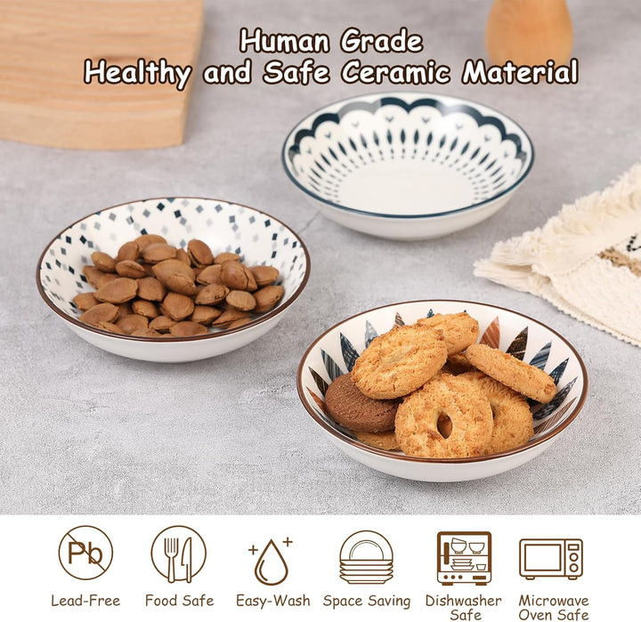 Small Ceramic Cat Food Bowl - Wide Shallow Cat Bowl with Non - Slip Mat - Whisker Friendly Cat Feeding Bowls - Japanese Style Cute Cat Dish - Cat Plates - Dishwasher Safe - Set of 6 - 8.5 oz（5.75 inch - Just Closeouts Canada Inc.X0040IF2YD