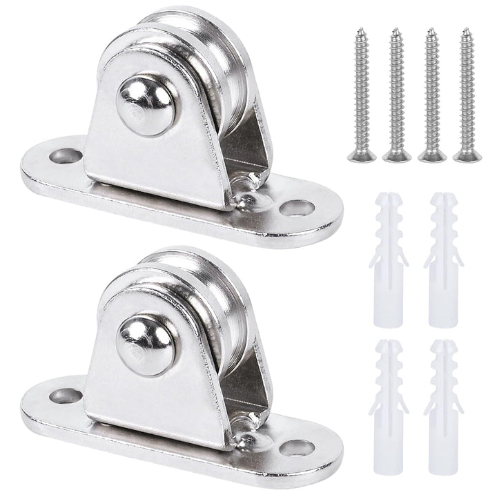 Small Pulley Block 1" Stainless Steel Mini Duplex Pulley Roller Frictionless Silent Wheel Heavy Duty Fixed Pulley Loading 176 lb for Rope Cable Cord Guide & Wall Ceiling Mount DIY Project - 2 Pack - Just Closeouts Canada Inc.