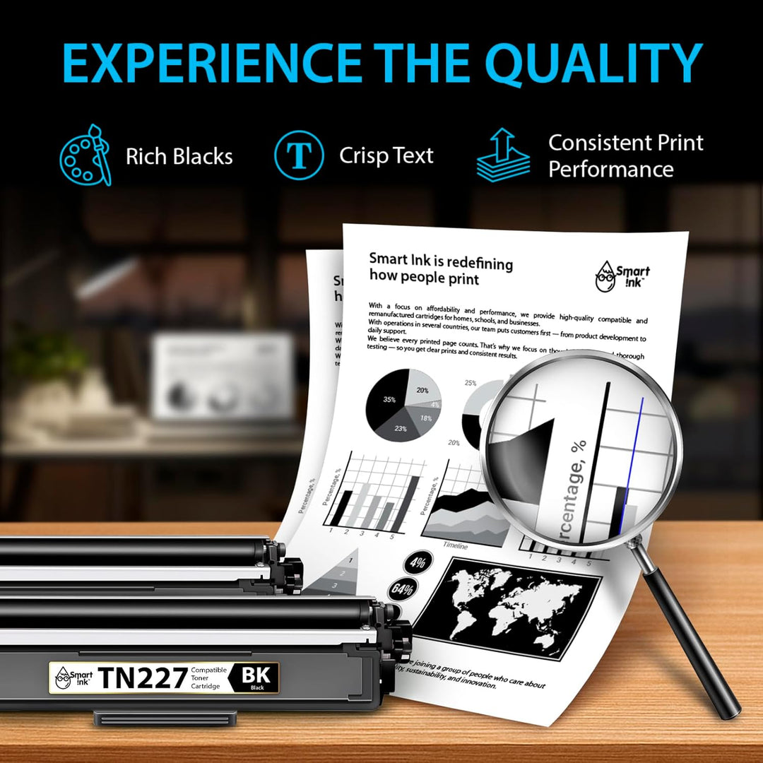 Smart Ink Compatible TN227 High Yield Toner Cartridge (2 Black Combo Pack) Replacement for Brother TN - 227 TN - 223 TN223bk TN227bk to use with MFC - L3770CDW HL - L3290CDW HL - L3270CDW MFC - L3710CW HL - L3210CW - Just Closeouts Canada Inc.