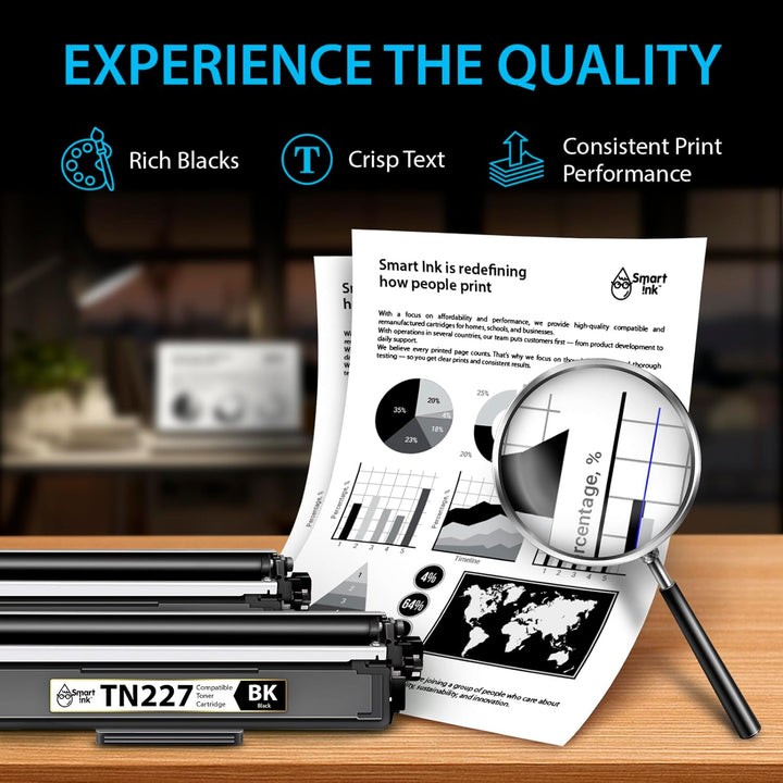 Smart Ink Compatible TN227 High Yield Toner Cartridge (2 Black Combo Pack) Replacement for Brother TN - 227 TN - 223 TN223bk TN227bk to use with MFC - L3770CDW HL - L3290CDW HL - L3270CDW MFC - L3710CW HL - L3210CW - Just Closeouts Canada Inc.