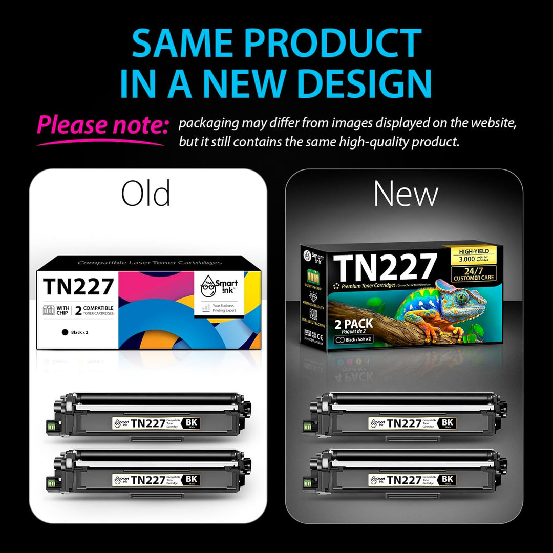 Smart Ink Compatible TN227 High Yield Toner Cartridge (2 Black Combo Pack) Replacement for Brother TN - 227 TN - 223 TN223bk TN227bk to use with MFC - L3770CDW HL - L3290CDW HL - L3270CDW MFC - L3710CW HL - L3210CW - Just Closeouts Canada Inc.