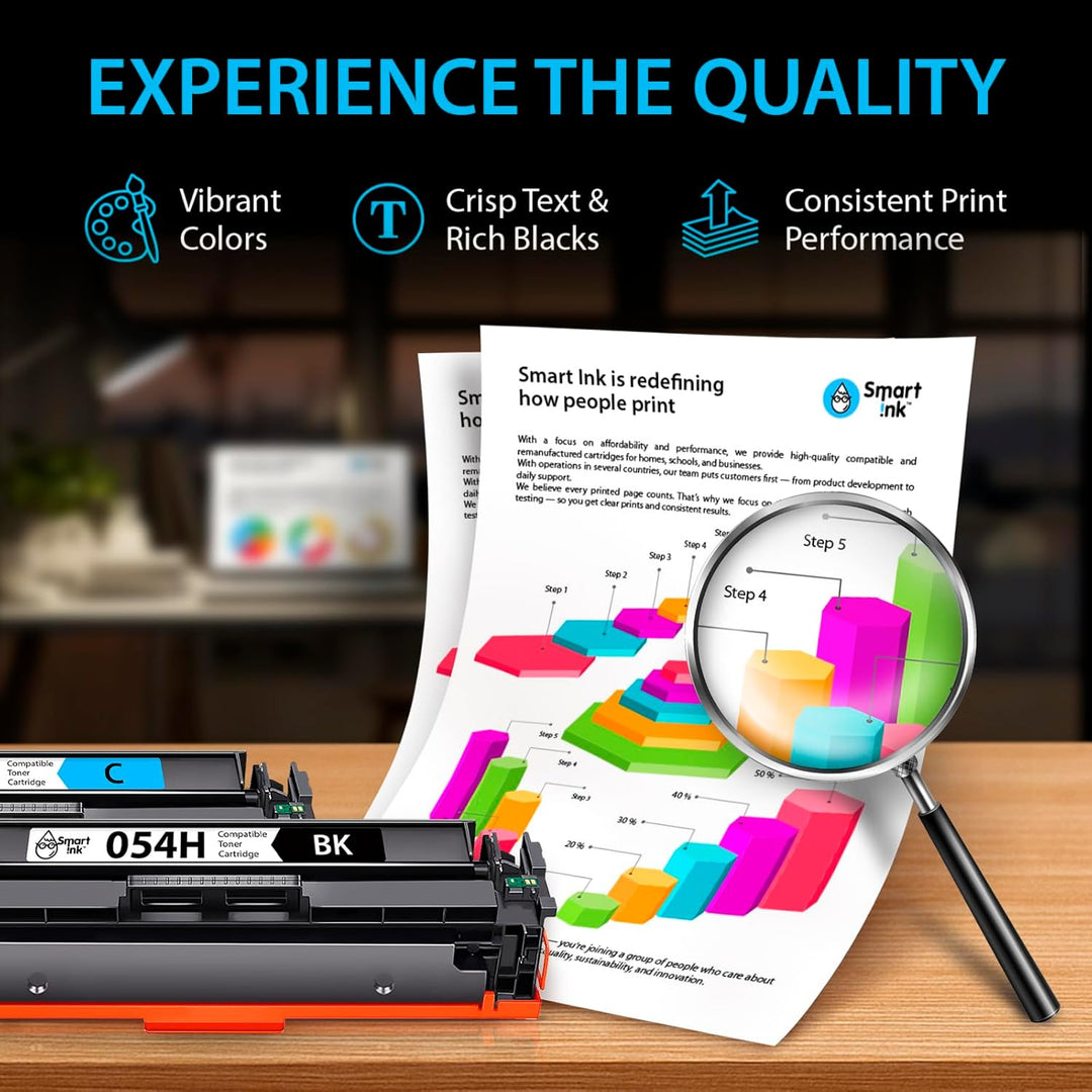 Smart Ink Compatible Toner Cartridge Replacement for Canon 054H 054 H CRG - 054 High Yield to use with Color ImageClass MF642Cdw MF644Cdw LBP622Cdw MF640C Printer 4 Pack (Black Cyan Magenta Yellow) - Just Closeouts Canada Inc.