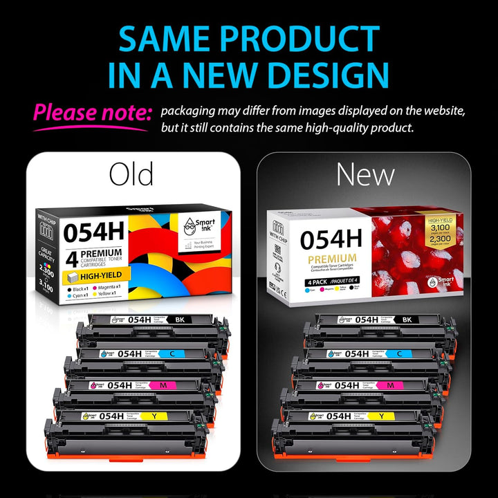 Smart Ink Compatible Toner Cartridge Replacement for Canon 054H 054 H CRG - 054 High Yield to use with Color ImageClass MF642Cdw MF644Cdw LBP622Cdw MF640C Printer 4 Pack (Black Cyan Magenta Yellow) - Just Closeouts Canada Inc.