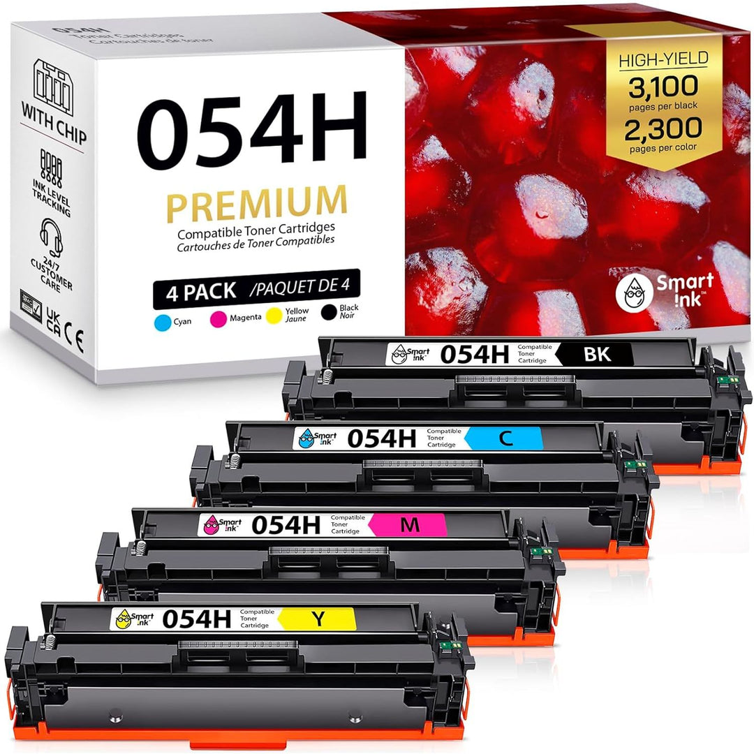 Smart Ink Compatible Toner Cartridge Replacement for Canon 054H 054 H CRG - 054 High Yield to use with Color ImageClass MF642Cdw MF644Cdw LBP622Cdw MF640C Printer 4 Pack (Black Cyan Magenta Yellow) - Just Closeouts Canada Inc.
