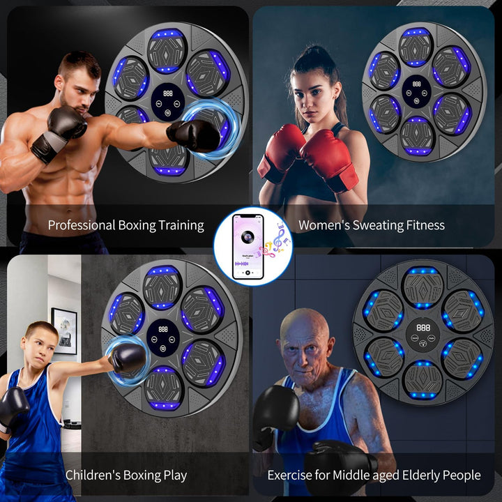Smart Music Boxing Machine with Premium Boxing Gloves, Bluetooth Training Machine with LED Electronic Wall Mounted, Home Workout Boxing Target Machine for Adults and Kids - Just Closeouts Canada Inc.X004EK1G5V