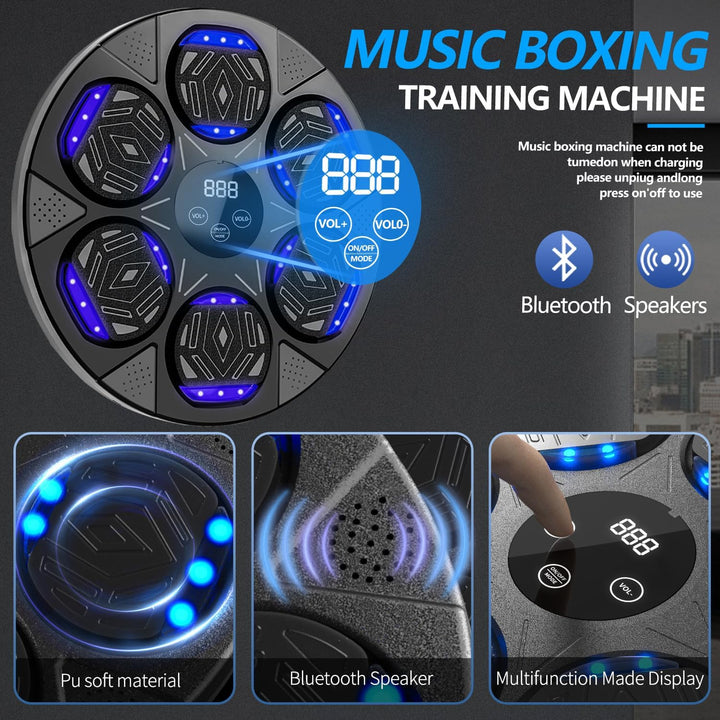 Smart Music Boxing Machine with Premium Boxing Gloves, Bluetooth Training Machine with LED Electronic Wall Mounted, Home Workout Boxing Target Machine for Adults and Kids - Just Closeouts Canada Inc.X004EK1G5V