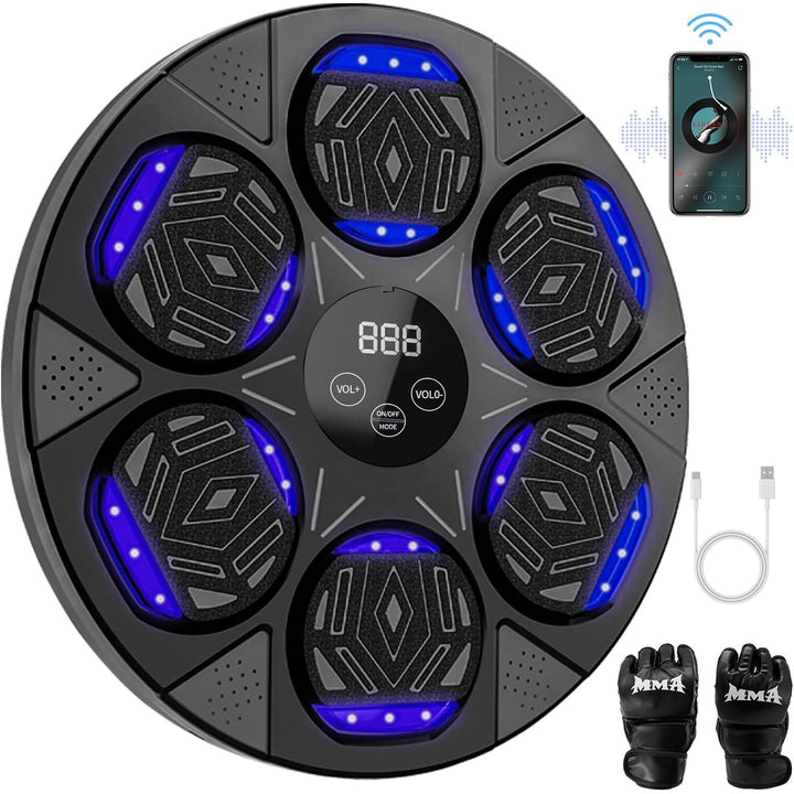 Smart Music Boxing Machine with Premium Boxing Gloves, Bluetooth Training Machine with LED Electronic Wall Mounted, Home Workout Boxing Target Machine for Adults and Kids - Just Closeouts Canada Inc.X004EK1G5V