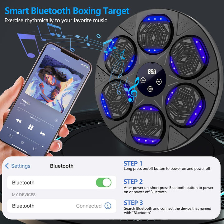 Smart Music Boxing Machine with Premium Boxing Gloves, Bluetooth Training Machine with LED Electronic Wall Mounted, Home Workout Boxing Target Machine for Adults and Kids - Just Closeouts Canada Inc.X004EK1G5V