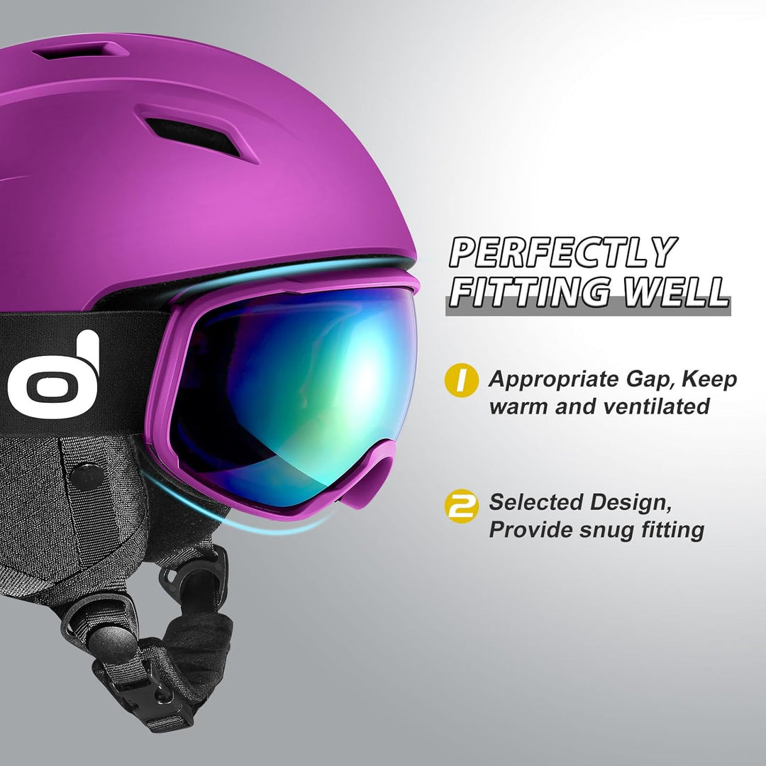 Snow Ski Helmet and Goggles Set, Sports Helmet and Protective Glasses - Windproof Protective Gear for Skiing, Snowboarding, Purple Small - Just Closeouts Canada Inc.X0029GRDQD