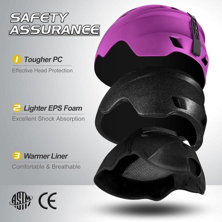 Snow Ski Helmet and Goggles Set, Sports Helmet and Protective Glasses - Windproof Protective Gear for Skiing, Snowboarding, Purple Small - Just Closeouts Canada Inc.X0029GRDQD