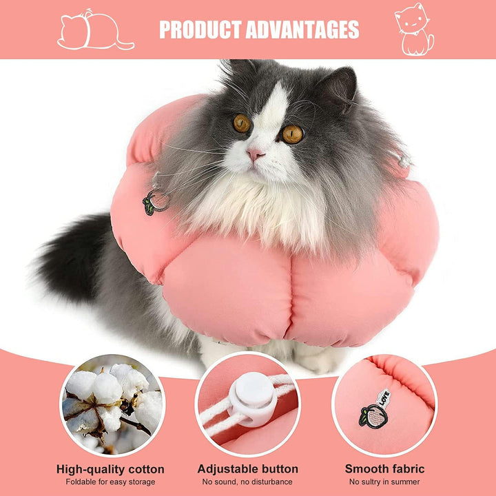 Soft Cat Recovery Collar, Comfy Head Wound Healing Protective Collar for Cat Recovery After Surgery, Adjustable Cute Neck Cone for Cats, Kitten and Puppies(Pink FlowersXL) - Just Closeouts Canada Inc.