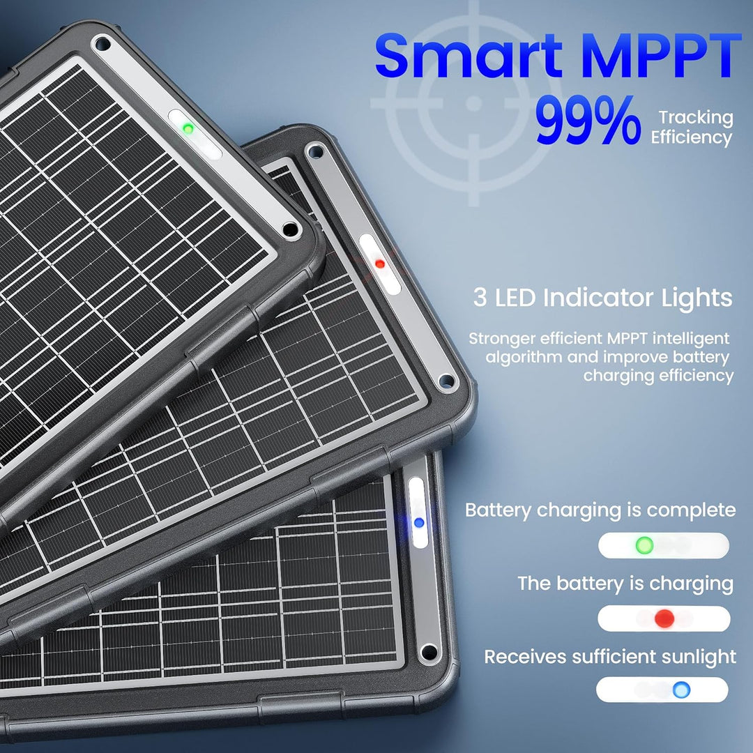 Solar Battery Trickle Charger for Car Battery, Portable and Waterproof Solar Battery Maintainer, Amorphous Silicon Solar Panel car Battery Charger (MPPT - 15W) - Just Closeouts Canada Inc.X0043OIJ7V