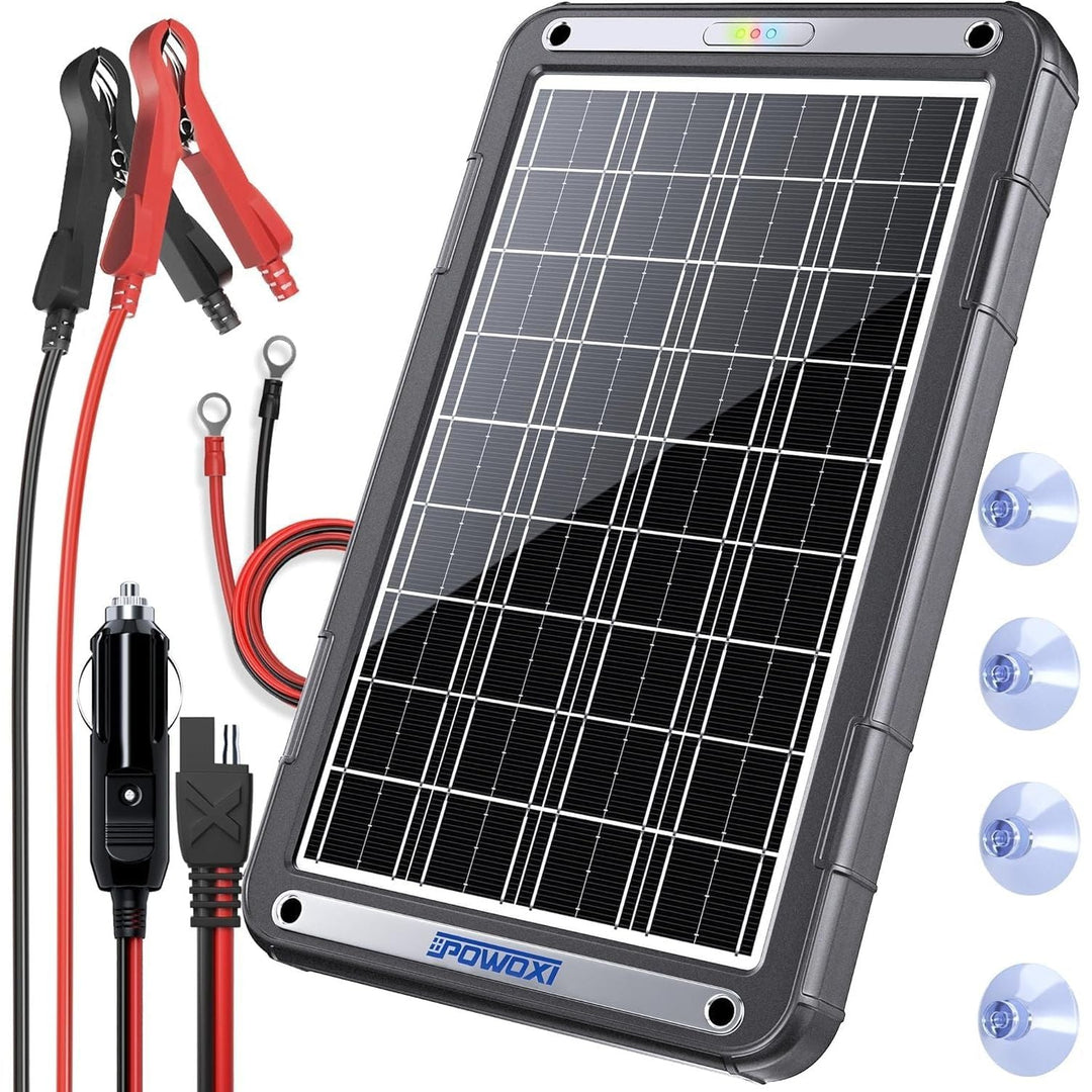 Solar Battery Trickle Charger for Car Battery, Portable and Waterproof Solar Battery Maintainer, Amorphous Silicon Solar Panel car Battery Charger (MPPT - 15W) - Just Closeouts Canada Inc.X0043OIJ7V