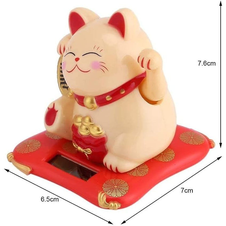 Solar Powered Waving Lucky Cat Cute Waving Cat Good Luck Wealth Welcoming Cats for Home or Office Display, Car Decoration.(Yellow) - Just Closeouts Canada Inc.