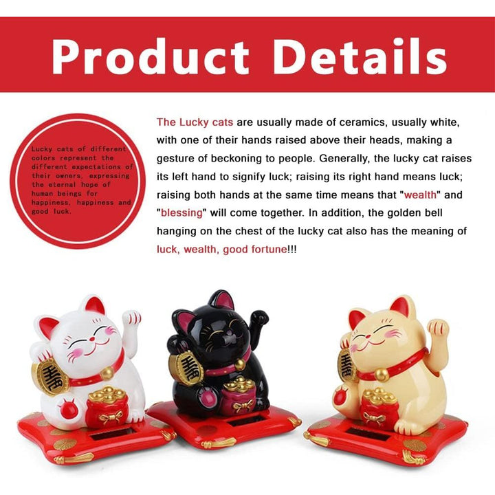 Solar Powered Waving Lucky Cat Cute Waving Cat Good Luck Wealth Welcoming Cats for Home or Office Display, Car Decoration.(Yellow) - Just Closeouts Canada Inc.