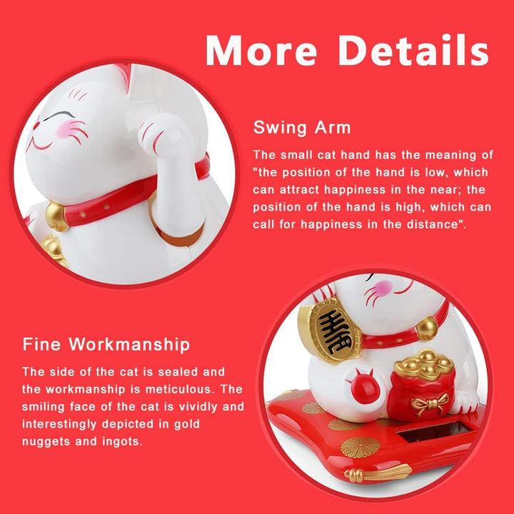 Solar Powered Waving Lucky Cat Cute Waving Cat Good Luck Wealth Welcoming Cats for Home or Office Display, Car Decoration.(Yellow) - Just Closeouts Canada Inc.