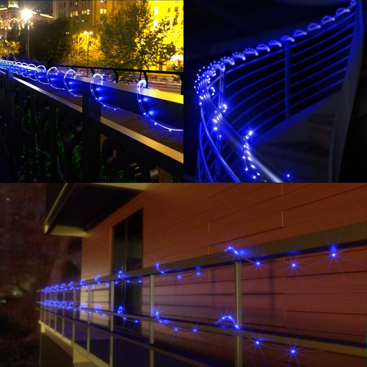 Solar Rope Lights Outdoor Waterproof LED - 40FT 100 LED Solar String Lights Tube Light Solar Outdoor Fairy Rope Christmas Lights for Yard Garden Patio Fence Balcony Camping Tree Decoration Blue - Just Closeouts Canada Inc.
