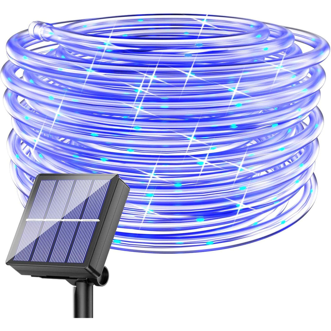 Solar Rope Lights Outdoor Waterproof LED - 40FT 100 LED Solar String Lights Tube Light Solar Outdoor Fairy Rope Christmas Lights for Yard Garden Patio Fence Balcony Camping Tree Decoration Blue - Just Closeouts Canada Inc.