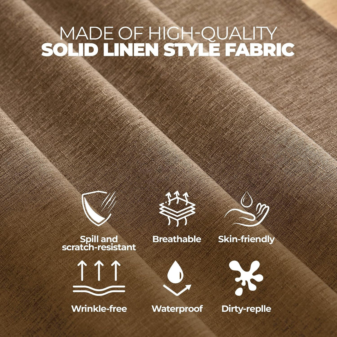 Solid Linen Dining Rectangular Table Cloth, Outdoor Waterproof Party Table Cover for Wedding, Picnics Table, Rectangle Easy to Clean Tablecloth(Oblong, 60 x 104 Inch (8-10 Seats), Coffee) - Just Closeouts Canada Inc.X003KNDT49