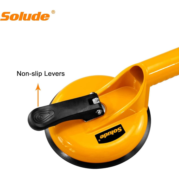 SOLUDE 2 Pack Glass Suction Cup,Aluminium Heavy Duty Vacuum Lifter for Moving Glass/Window/Tiles/Mirror/Granite,Double Gripper Sucker Plate,Yellow - Just Closeouts Canada Inc.