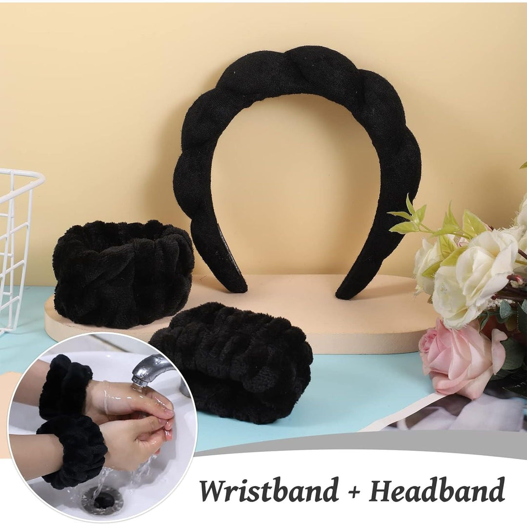 Spa Headbands for Women Skincare Headband Black Makeup Headband for Washing Face Hair Headband and Wristband Valentine's Day Gifts for Women Teen Girl - Just Closeouts Canada Inc.X004D5OIP7