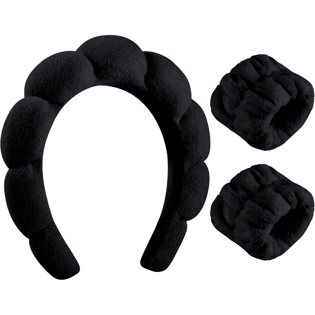 Spa Headbands for Women Skincare Headband Black Makeup Headband for Washing Face Hair Headband and Wristband Valentine's Day Gifts for Women Teen Girl - Just Closeouts Canada Inc.X004D5OIP7