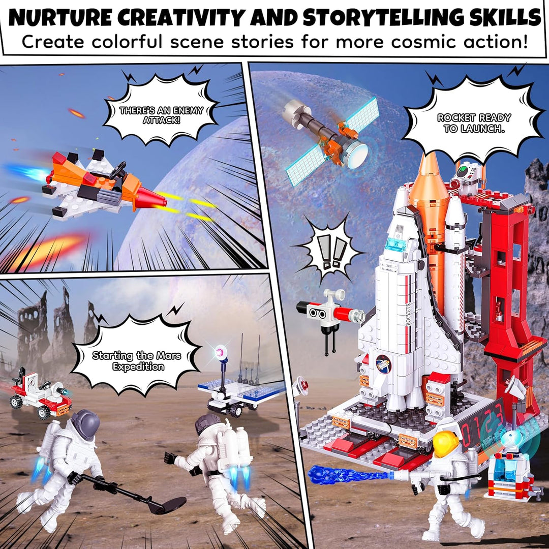 Space Exploration Shuttle Toys, 12 - in - 1 STEM Projects Rocket Building Toy Kit, 885 Pcs - Just Closeouts Canada Inc.