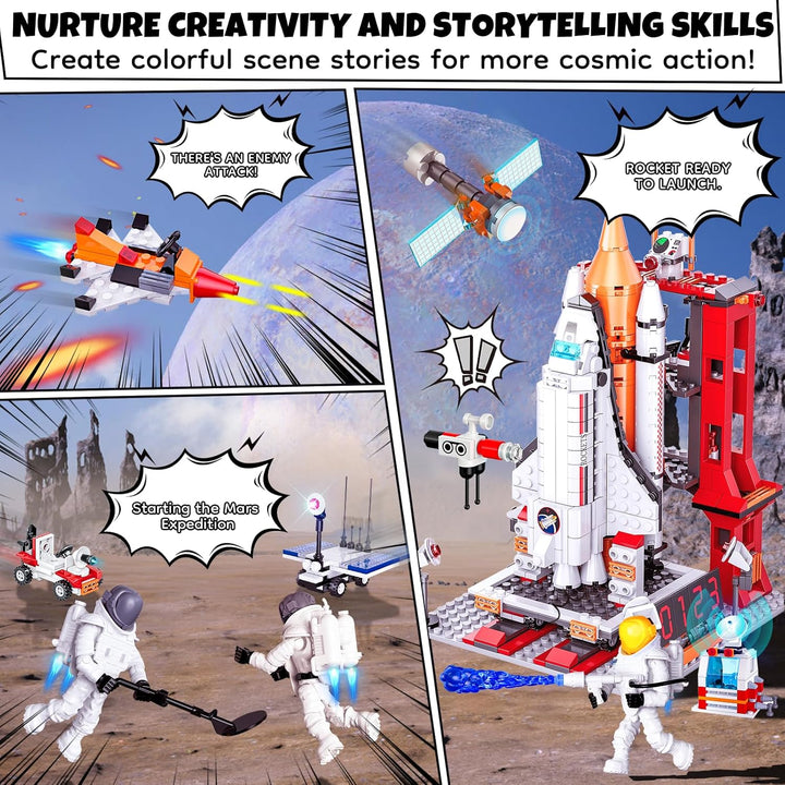 Space Exploration Shuttle Toys, 12 - in - 1 STEM Projects Rocket Building Toy Kit, 885 Pcs - Just Closeouts Canada Inc.