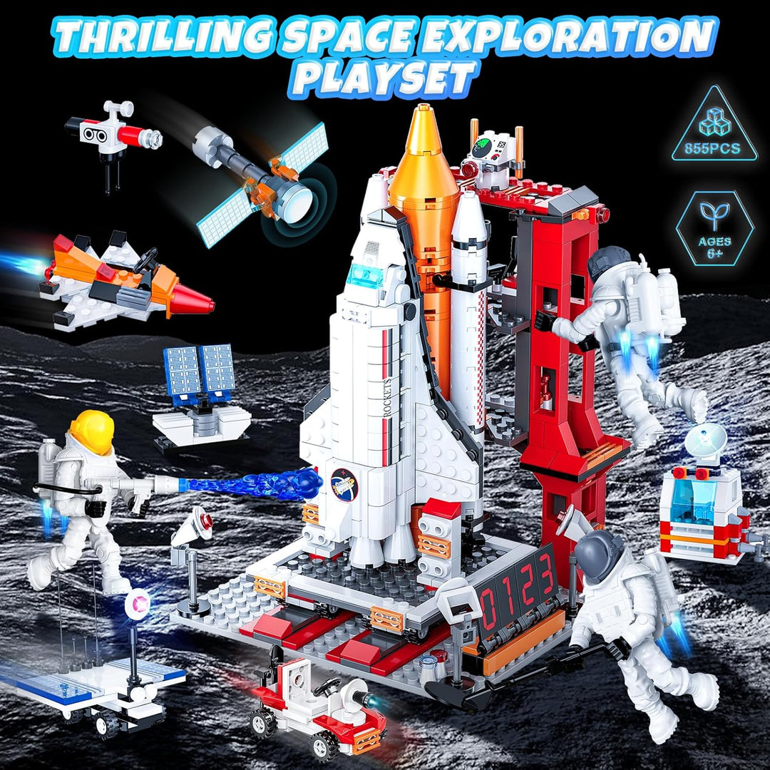 Space Exploration Shuttle Toys, 12 - in - 1 STEM Projects Rocket Building Toy Kit, 885 Pcs - Just Closeouts Canada Inc.