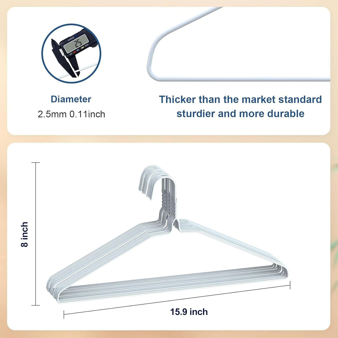 SPECILITE Metal Wire Hangers 100 Pack, Bulk for Commercial and Home, 16 Inch 12 Gauge Ultra Thin for Standard Size Clothes, Coats, Suits, Shirts - White - Just Closeouts Canada Inc.
