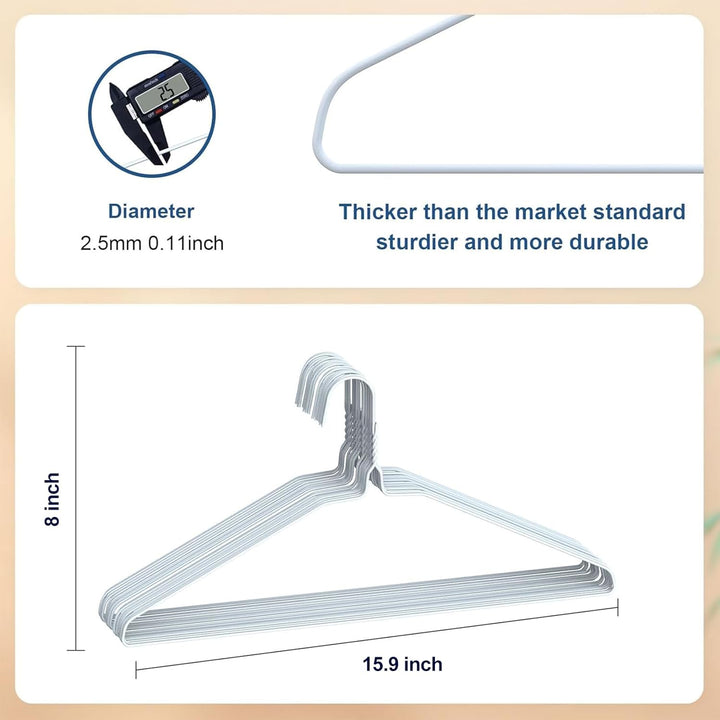 SPECILITE Metal Wire Hangers 100 Pack, Bulk for Commercial and Home, 16 Inch 12 Gauge Ultra Thin for Standard Size Clothes, Coats, Suits, Shirts - White - Just Closeouts Canada Inc.