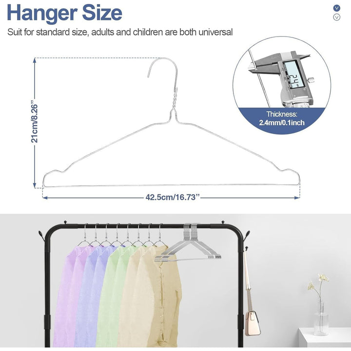 SPECILITE Wire Hangers 50 Pack, Metal Wire Clothes Hanger Bulk for Coats, Space Saving Metal Hangers Non Slip 16.7 Inch Ultra Thin, for Standard Size Suits, Shirts, Pants, Skirts - Just Closeouts Canada Inc.