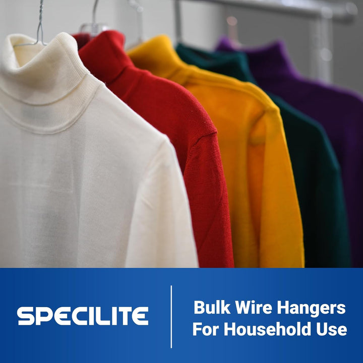 SPECILITE Wire Hangers 50 Pack, Metal Wire Clothes Hanger Bulk for Coats, Space Saving Metal Hangers Non Slip 16.7 Inch Ultra Thin, for Standard Size Suits, Shirts, Pants, Skirts - Just Closeouts Canada Inc.