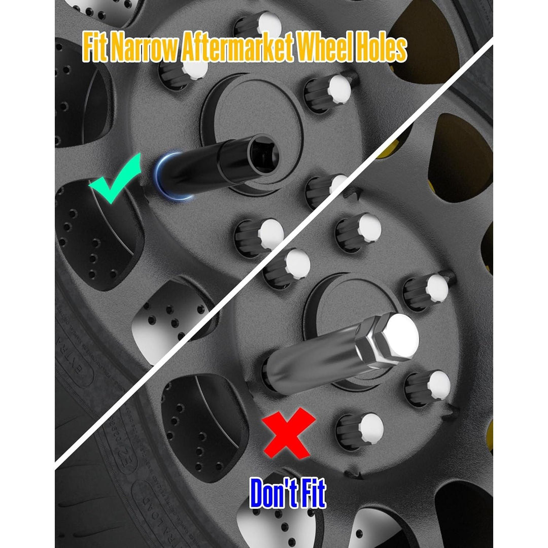 Spline Lug Nut Key, 1/2" Drive Impact Socket Fit for M14x1.5 M14x2.0 9/16 - 18 Aftermarket Lugnuts, Thin Walled Design Spline Socket for Easy Removal or Install Truck Nuts, CR - MO Steel - Just Closeouts Canada Inc.X004OHYLX3