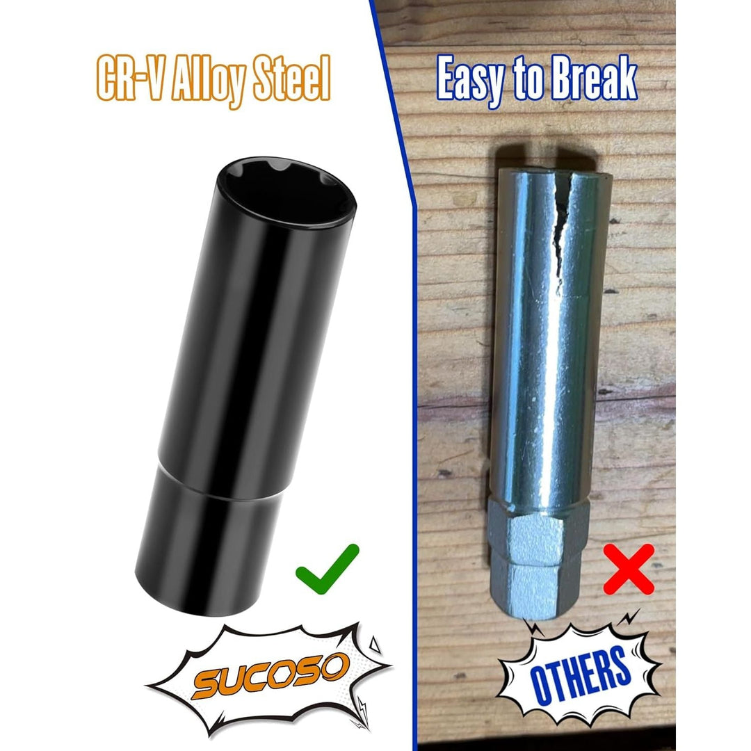 Spline Lug Nut Key, 1/2" Drive Impact Socket Fit for M14x1.5 M14x2.0 9/16 - 18 Aftermarket Lugnuts, Thin Walled Design Spline Socket for Easy Removal or Install Truck Nuts, CR - MO Steel - Just Closeouts Canada Inc.X004OHYLX3