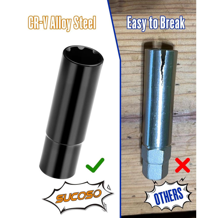 Spline Lug Nut Key, 1/2" Drive Impact Socket Fit for M14x1.5 M14x2.0 9/16 - 18 Aftermarket Lugnuts, Thin Walled Design Spline Socket for Easy Removal or Install Truck Nuts, CR - MO Steel - Just Closeouts Canada Inc.X004OHYLX3
