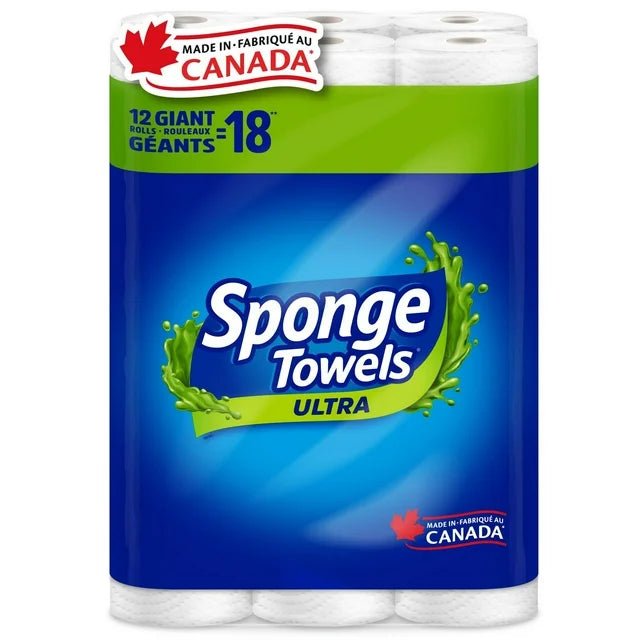 SpongeTowels Ultra Paper Towel, Double Sided Strength, 12 = 18 Regular Rolls - Just Closeouts Canada Inc.0061328531317
