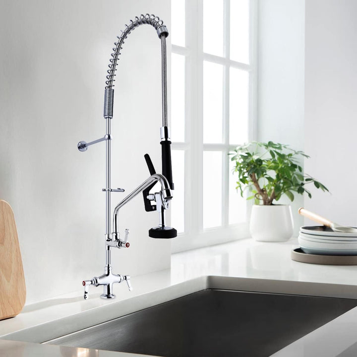 Spray Valve Kitchen Commercial Faucet Pre Rinse Unit with Pot Filling Add On Spout Deck Mount Single Hole Double Handle (MS - 5801BDP) - Just Closeouts Canada Inc.X001YDNMOT