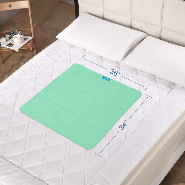 SPRINGSPIRIT Washable Bed Pads for Incontinence 34'' x 36'' (2 Pack), Absorbent Waterproof Bed Pads with Non - Slip Back for Adults, Kids, White and Green - Just Closeouts Canada Inc.