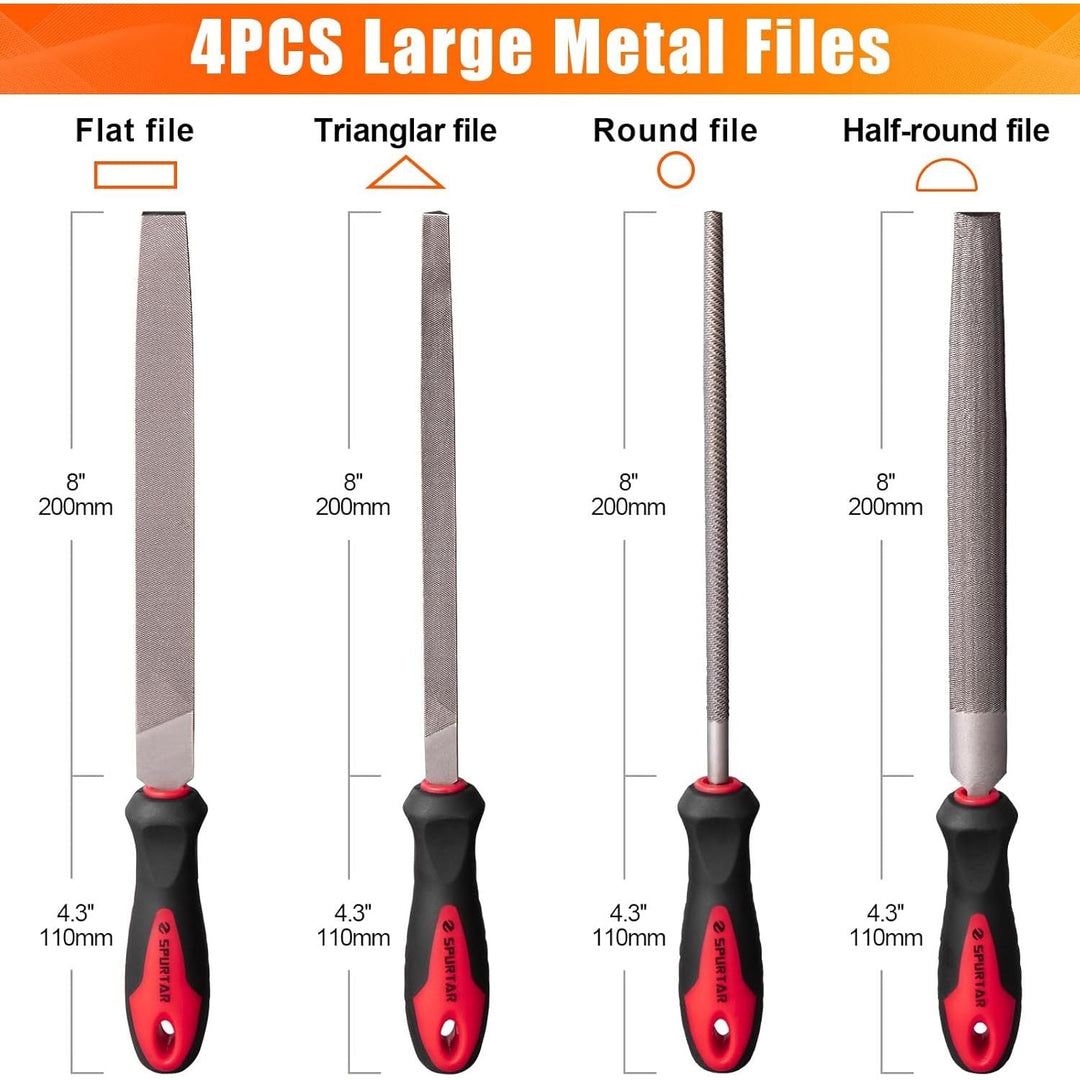 Spurtar 18pcs Metal File Set 4pcs Long Metal File 12pcs Needle File with Wire Brush T12 for Wood Steel Aluminum Copper Jewelry Ceramic Glass Plastic DIY Gadget for Men - Just Closeouts Canada Inc.