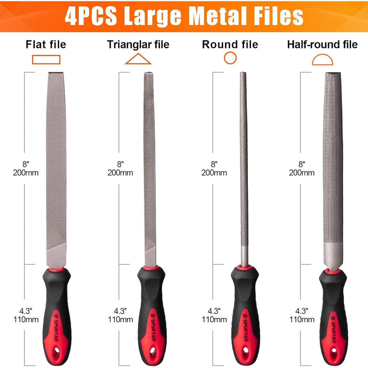 Spurtar 18pcs Metal File Set 4pcs Long Metal File 12pcs Needle File with Wire Brush T12 for Wood Steel Aluminum Copper Jewelry Ceramic Glass Plastic DIY Gadget for Men - Just Closeouts Canada Inc.