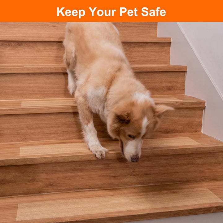 Spurtar Anti Slip Tape Clear Stair Treads for Wooden Steps Indoor Grip Tape for Stairs, Stair Runners for Wooden Steps, Transparent Non Slip Stair Grips for Dogs, 4"x24" 15 Pack - Just Closeouts Canada Inc.
