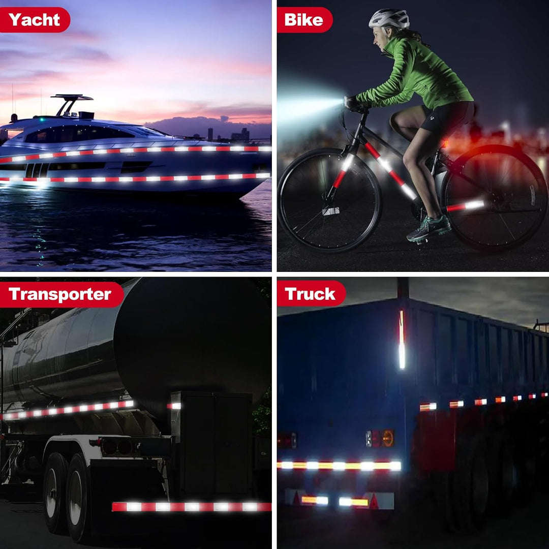 Spurtar Reflective Tape, Red and White Reflectors to Caution Road Tape, Strong Adhesive Reflective Stickers Waterproof Safety Warning Accessories for Vehicles Trailers Boats, 2" x 32FT - Just Closeouts Canada Inc.