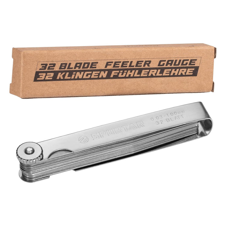 Spurtar Tapered Feeler Gauge, 32 Blades 0.001 - 0.04"/ 0.03 - 1.00mm Dual Marked Imperial and Metric Feeler Gauges Set, Gap Width Thickness Measuring Guage Tool for Guitar, Spark Plugs - Just Closeouts Canada Inc.