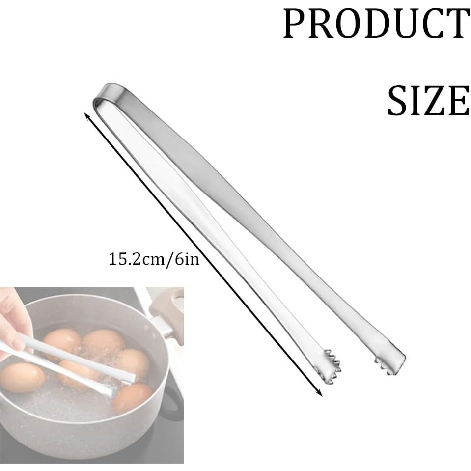Six-inch stainless-steel tong size detail