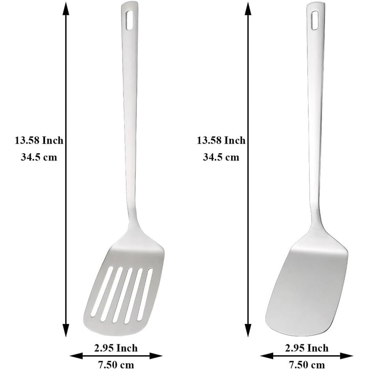 Stainless Steel Spatulas Set, Silver Slotted Turner, Solid Turner, Kitchen Spatulas for Nonstick Cookware, Dishwasher Safe, Easy to Clean - Just Closeouts Canada Inc.X004V8NO8X